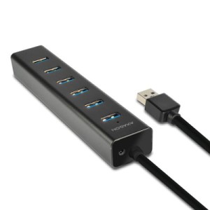 Концентратор AXAGON USB 3.1 to 7xUSB 3.0 + power adapter black (HUE-SA7BP)