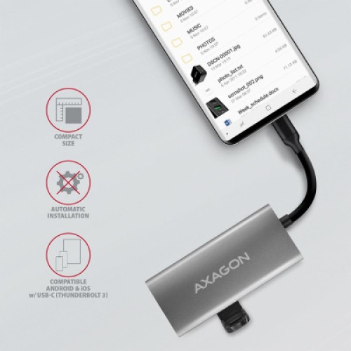 Концентратор AXAGON USB-C to 2xUSB-A + 2xUSB-C 10Gbps 0.13m gray (HMC-4G2)