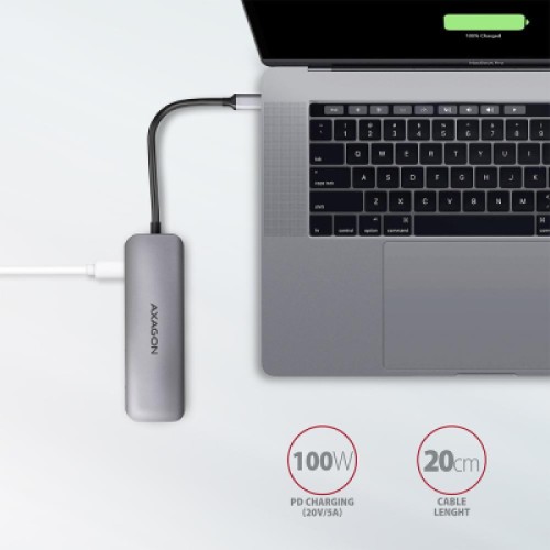 Концентратор AXAGON USB-C to 2xUSBA + HDMI + SD/microSD + USB-C PD 100W 0.2m grey (HMC-5) Концентратор AXAGON USB-C to 2xUSBA + HDMI + SD/microSD + USB-C PD 100W 0.2m grey (HMC-5)