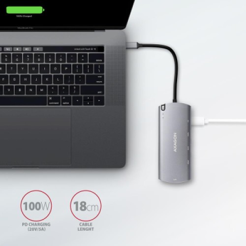 Концентратор AXAGON USB-C to 2xUSB-A + HDMI + RJ45 + SATA M.2 + PD 100W 0.18m grey (HMC-6M2) Концентратор AXAGON USB-C to 2xUSB-A + HDMI + RJ45 + SATA M.2 + PD 100W 0.18m grey (HMC-6M2)