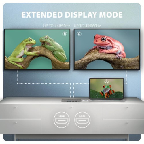 Концентратор AXAGON USBC to 2xUSBA + 1xUSBC + 2xHDMI + RJ45 + PD100W 0.15m gray (HMC-7HX2) Концентратор AXAGON USBC to 2xUSBA + 1xUSBC + 2xHDMI + RJ45 + PD100W 0.15m gray (HMC-7HX2)