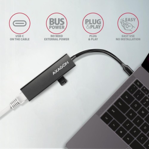 Концентратор AXAGON USB-C to 3xUSB-A + RJ45 0.2m metal black (HMC-GL3A) Концентратор AXAGON USB-C to 3xUSB-A + RJ45 0.2m metal black (HMC-GL3A)