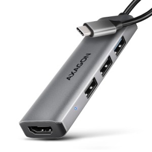 Концентратор AXAGON USB-C to 3xUSB-A + HDMI 0.15m gray (HMC-H3A)