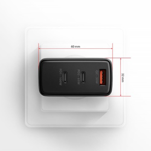 Зарядное устройство AXAGON 1xUSB + 2xUSB-C 100W QC4+ PD3.0 PPS black (ACU-DPQ100)