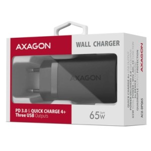 Зарядное устройство AXAGON 1xUSB + 2xUSB-C 65W QC4+ PD3.0 PPS black (ACU-DPQ65)