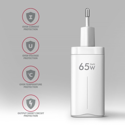 Зарядное устройство AXAGON 1xUSB + 2xUSB-C 65W QC4+ PD3.0 PPS white (ACU-DPQ65W)
