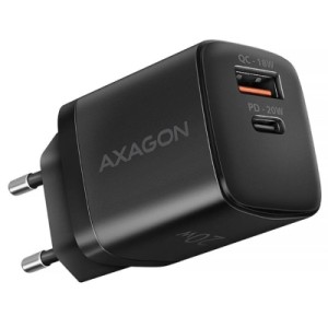Зарядное устройство AXAGON 1xUSB QC3.0 + 1xUSB-C PD20W black (ACU-PQ20)
