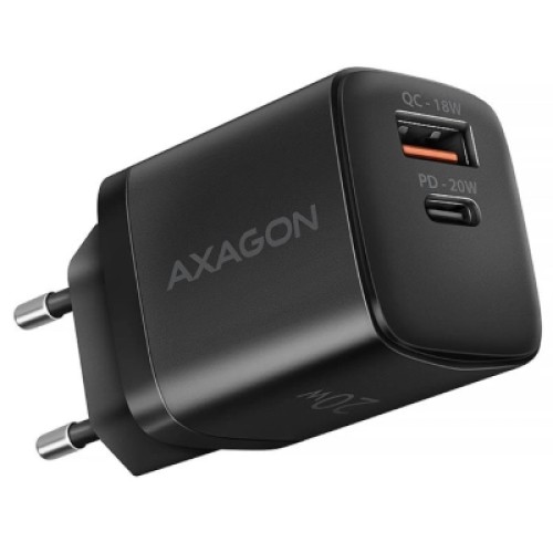 Зарядное устройство AXAGON 1xUSB QC3.0 + 1xUSB-C PD20W black (ACU-PQ20)