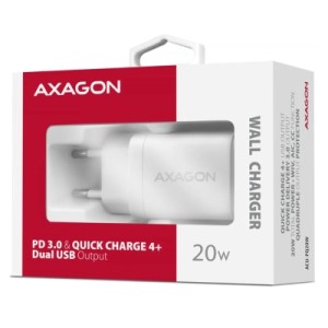 Зарядное устройство AXAGON 1xUSB QC3.0 + 1xUSB-C PD20W white (ACU-PQ20W)