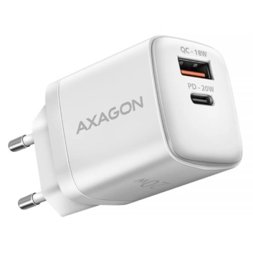 Зарядное устройство AXAGON 1xUSB QC3.0 + 1xUSB-C PD20W white (ACU-PQ20W)