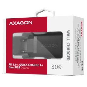 Зарядное устройство AXAGON 1xUSB QC4.0 + 1xUSB-C PD30W PPS black (ACU-PQ30)