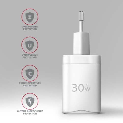 Зарядное устройство AXAGON 1xUSB QC4.0 + 1xUSB-C PD30W PPS white (ACU-PQ30W)