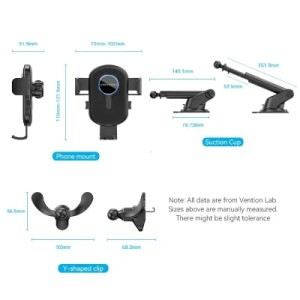 Універсальний автотримач VENTION 4.7-7.2" з присокою, чорний (KCOB0)