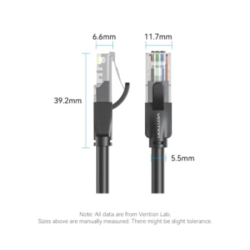 Патч-корд Cat.6 UTP Patch Cable 1.5M Black VENTION (IBEBG)