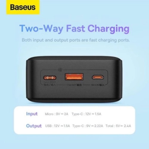Батарея универсальная Baseus Airpow 30000mAh 20W PD/3.0, QC/3.0, black (PPQD090101)