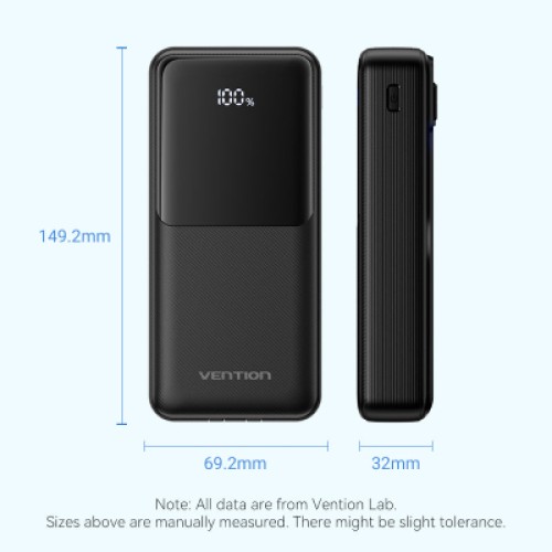 Батарея универсальная VENTION 20000mAh Power Bank (Micro-USB + USB-C + USB-A + USB-A) with Built-in USB-C and Lightning Cables (FHPB0)