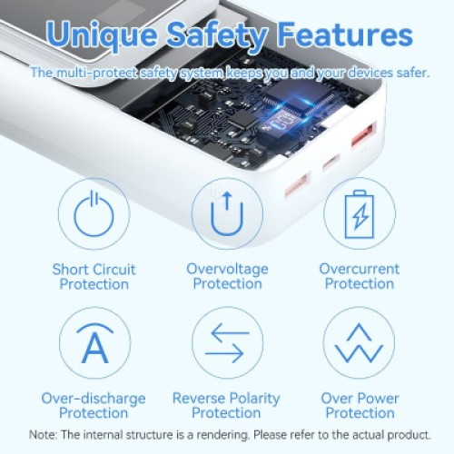 Батарея универсальная VENTION 30000mAh Power Bank (Micro-USB + USB-C + USB-A + USB-A) 22.5W Black LED Display Type (FHMB0)