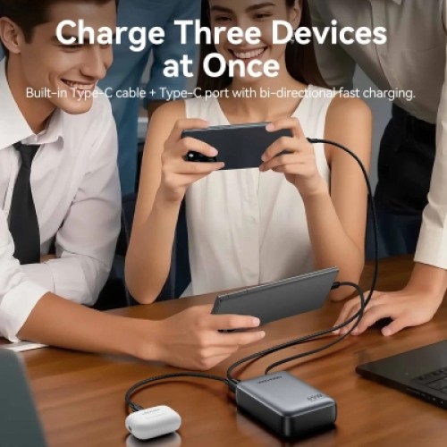 Батарея универсальная VENTION 20000mAh Mini Power Bank (USB-C + USB-C/USB-A) with Built-in USB-C Cable 45W Gray (FHGH0)