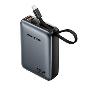 Батарея универсальная VENTION 20000mAh Mini Power Bank (USB-C + USB-C/USB-A) with Built-in USB-C Cable 45W Gray (FHGH0)