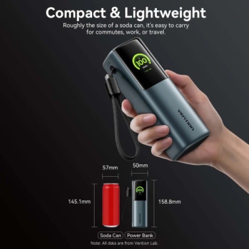 Батарея универсальная VENTION 20000mAh Power Bank (USB-C + USB-C/USB-C/USB-A) 165W Gray TFT Display Type (FKFH0)