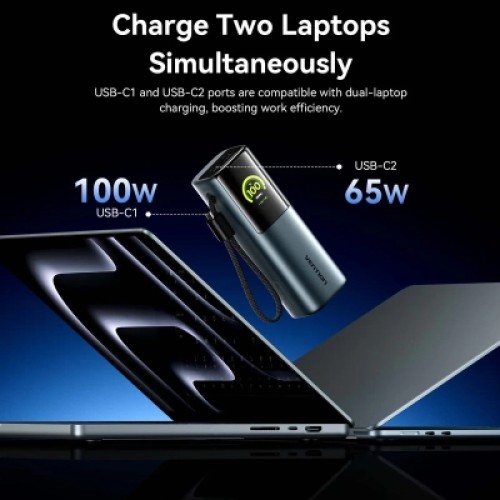 Батарея универсальная VENTION 20000mAh Power Bank (USB-C + USB-C/USB-C/USB-A) 165W Gray TFT Display Type (FKFH0)