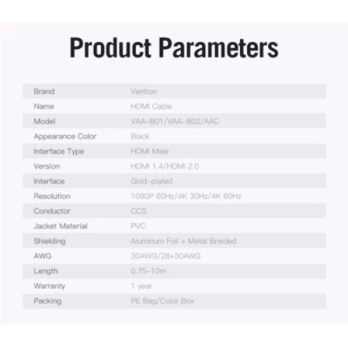 Кабель мультимедийный HDMI Cable 3M Black VENTION (AACBI)
