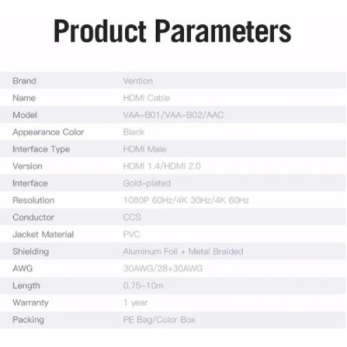 Кабель мультимедийный HDMI Cable 10M Black VENTION (AACBL) Кабель мультимедийный HDMI Cable 10M Black VENTION (AACBL)