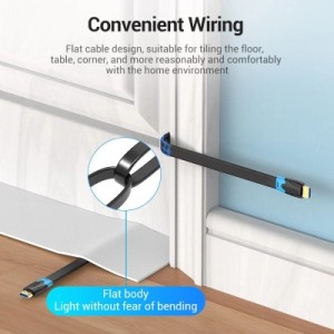 Кабель мультимедійний Flat HDMI Cable 2M Black VENTION (AAKBH)