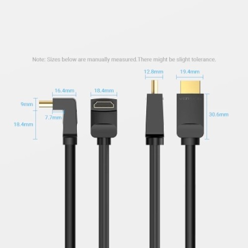 Кабель мультимедийный HDMI Right Angle Cable 270 Degree 3M Black VENTION (AAQBI) Кабель мультимедийный HDMI Right Angle Cable 270 Degree 3M Black VENTION (AAQBI)