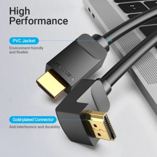 Кабель мультимедийный HDMI Right Angle Cable 270 Degree 3M Black VENTION (AAQBI) Кабель мультимедийный HDMI Right Angle Cable 270 Degree 3M Black VENTION (AAQBI)