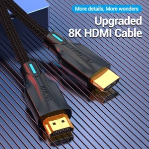 Кабель мультимедійний Cotton Braided 8K HDMI Cable 1M Black VENTION (AAUBF)