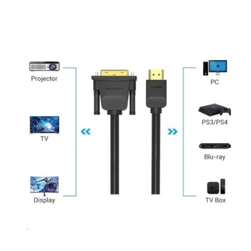 Кабель мультимедийный HDMI to DVI Cable 1M Black VENTION (ABFBF) Кабель мультимедийный HDMI to DVI Cable 1M Black VENTION (ABFBF)