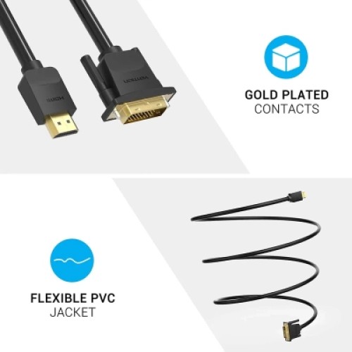 Кабель мультимедийный HDMI to DVI Cable 2M Black VENTION (ABFBH)