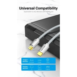 Кабель мультимедійний HDMI Male to Male Cable 8K 1.5M Silver Aluminum Alloy Type VENTION (ALCIG)