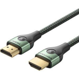 Кабель мультимедійний Cotton Braided Ultra Thin HDMI-A Male to Male HD Cable 8K 2M Green Aluminum Alloy Type VENTION (ALOGH)