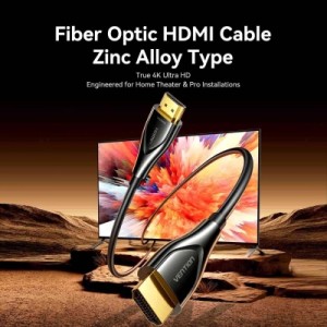 Кабель мультимедійний 4K Fiber Optic HDMI Male to Male Cable 60M Black Zinc Alloy Type VENTION (ALSBAE)