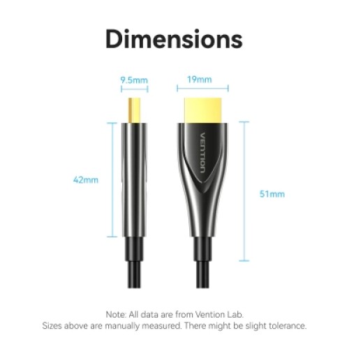 Кабель мультимедийный 4K Fiber Optic HDMI Male to Male Cable 80M Black Zinc Alloy Type VENTION (ALSBAF)