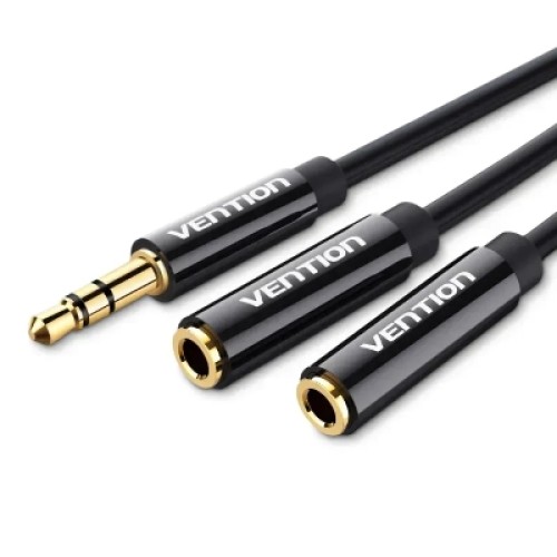 Кабель мультимедийный 3.5mm Male to 2*3.5mm Female Stereo Splitter Cable 0.3M Black ABS Type VENTION (BBSBY)