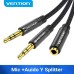 Кабель мультимедийный 2*3.5mm Male to 4 Pole 3.5mm Female Audio Cable 0.3M Black ABS Type VENTION (BBTBY)