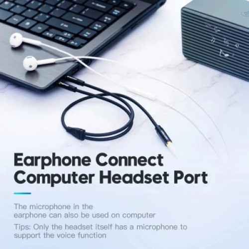 Кабель мультимедийный 2*3.5mm Male to 4 Pole 3.5mm Female Audio Cable 0.3M Black ABS Type VENTION (BBTBY)