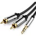 Кабель мультимедийный 3.5mm Male to 2RCA Male Audio Cable 1M Black Metal Type VENTION (BCFBF)