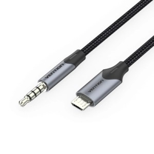 Кабель мультимедійний Micro USB Male to TRRS 3.5mm Male Audio Cable 1M Black VENTION (BDGBF)