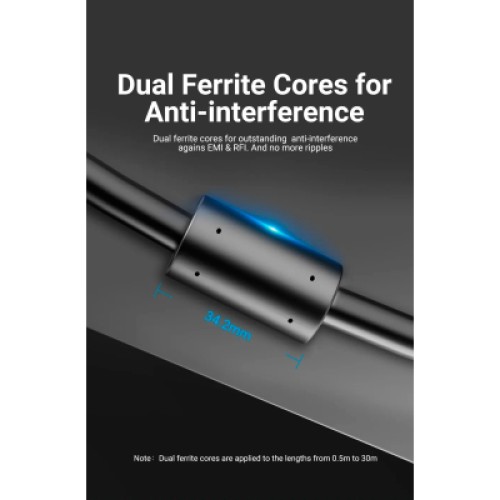 Кабель мультимедийный VGA(3+6) Male to Male Cable with ferrite cores 1.5M Black VENTION (DAEBG) Кабель мультимедийный VGA(3+6) Male to Male Cable with ferrite cores 1.5M Black VENTION (DAEBG)