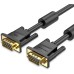 Кабель мультимедийный VGA(3+6) Male to Male Cable with ferrite cores 3M Black VENTION (DAEBI)