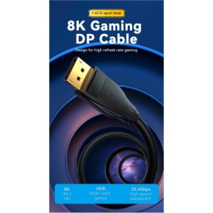 Кабель мультимедийный DP 1.4 Male to Male HD Cable 8K 1.5M Black VENTION (HCDBG)