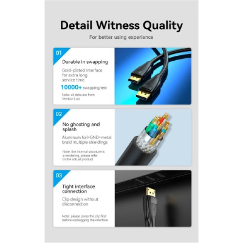 Кабель мультимедийный DP 1.4 Male to Male HD Cable 8K 1.5M Black VENTION (HCDBG) Кабель мультимедийный DP 1.4 Male to Male HD Cable 8K 1.5M Black VENTION (HCDBG)