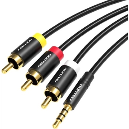 Кабель мультимедийный 3.5mm to 3RCA AV Cable 1.5M Black Metal Type VENTION (VAB-R07-B150)
