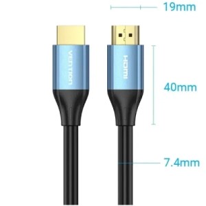 Кабель мультимедійний HDMI Male to Male 4K HD Cable Aluminum Alloy Type 2M Blue VENTION (ALHSH)