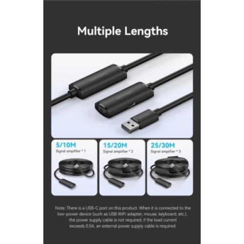 Дата кабель USB 2.0 Type-A Male to Type-A Female Active Extension Cable 10M Black VENTION (CBKBL) Дата кабель USB 2.0 Type-A Male to Type-A Female Active Extension Cable 10M Black VENTION (CBKBL)