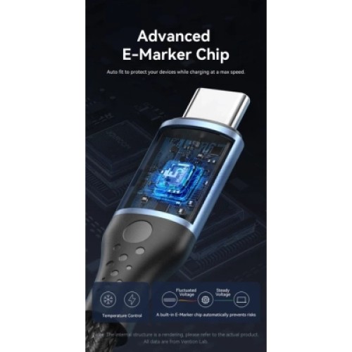 Дата кабель USB 2.0 C Male to C Male 240W Cable 1.5M Black Aluminum Alloy Type VENTION (TREBG)